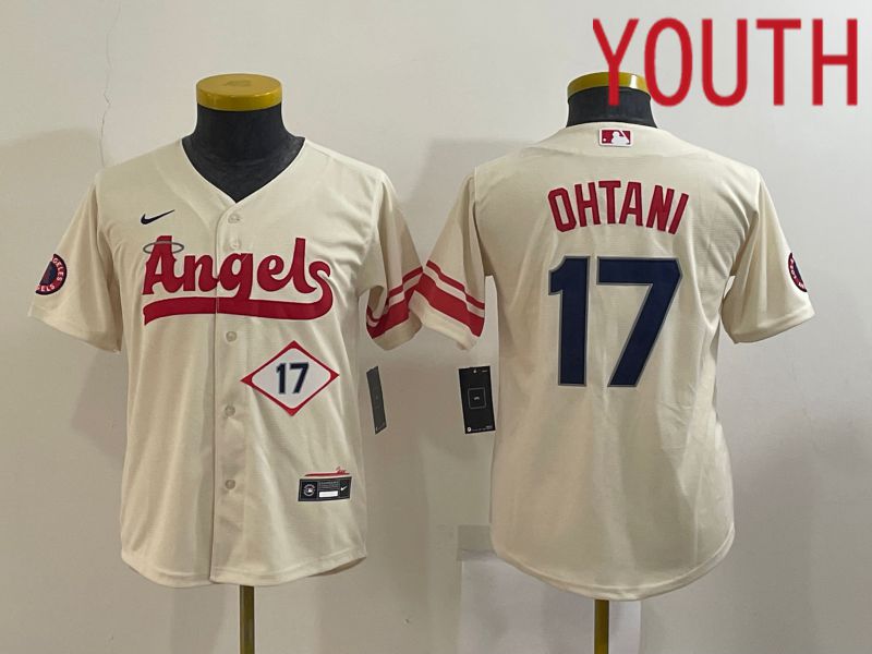 Youth Los Angeles Angels #17 Ohtani Cream City Edition Game Nike 2022 MLB Jerseys